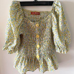 Floral Bubble Sleeve Blouse